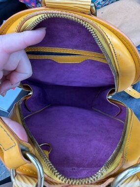 Louis Vuitton Yellow Leather Dome backpack with Purple Suede Interior